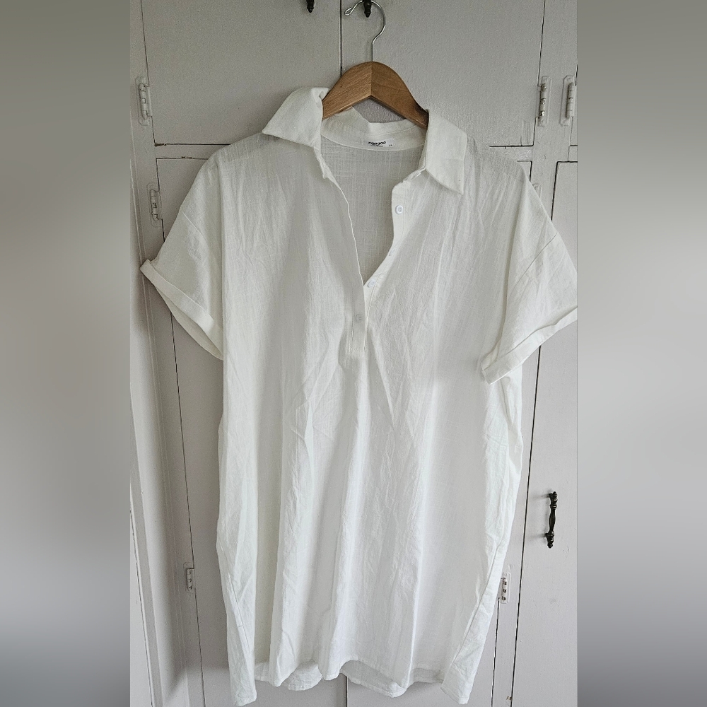 Zeagoo Casual White V Neck Button Down Womens Dress Size XXL